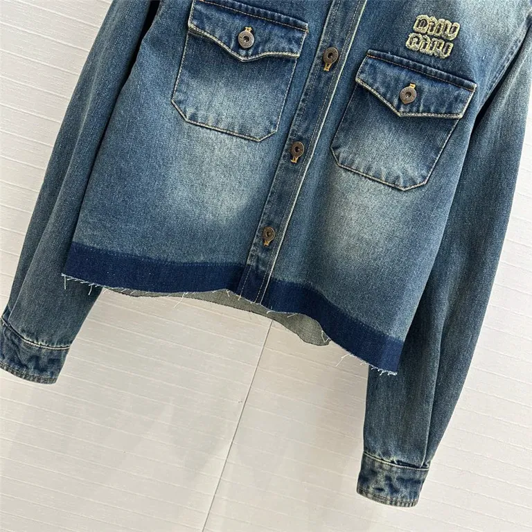 Miumiu color-block washed denim shirt